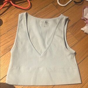 Forever 21 Cream Ribbed Crop Tank Top